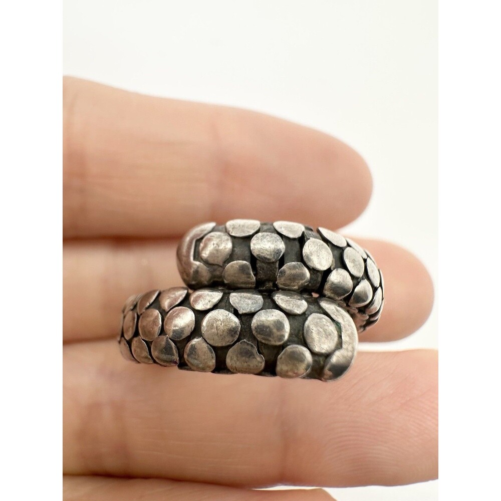 Rare John Hardy Sterling Silver Two Coil Dot Flexible Wrap Ring Size 7.5